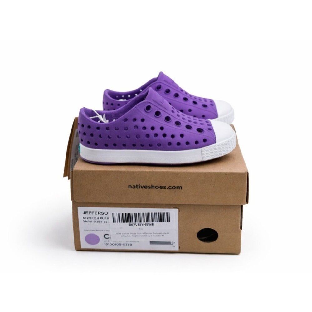 Native Jefferson Toddler Kids Slip-On Water Shoes Starfish Purple C5 Lightweight